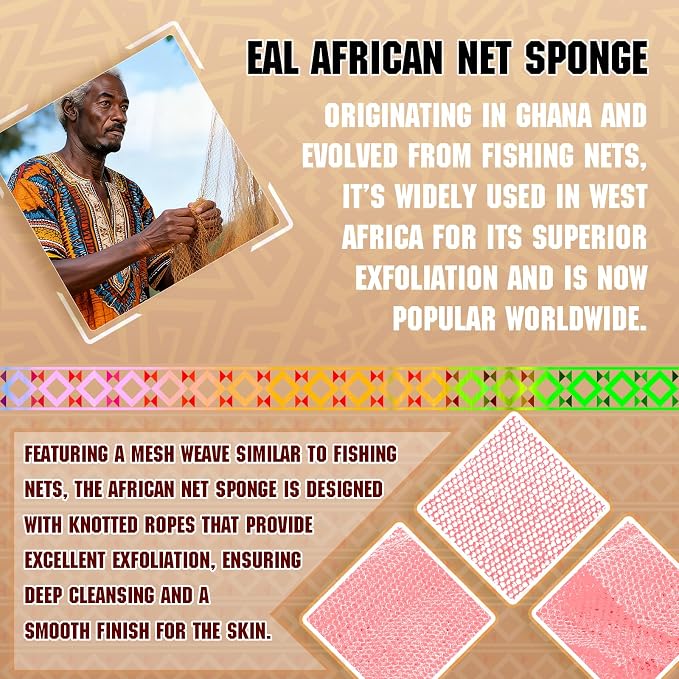 5 Pieces African Net Sponge – Deep Cleansing & Exfoliating Mesh - Image 5