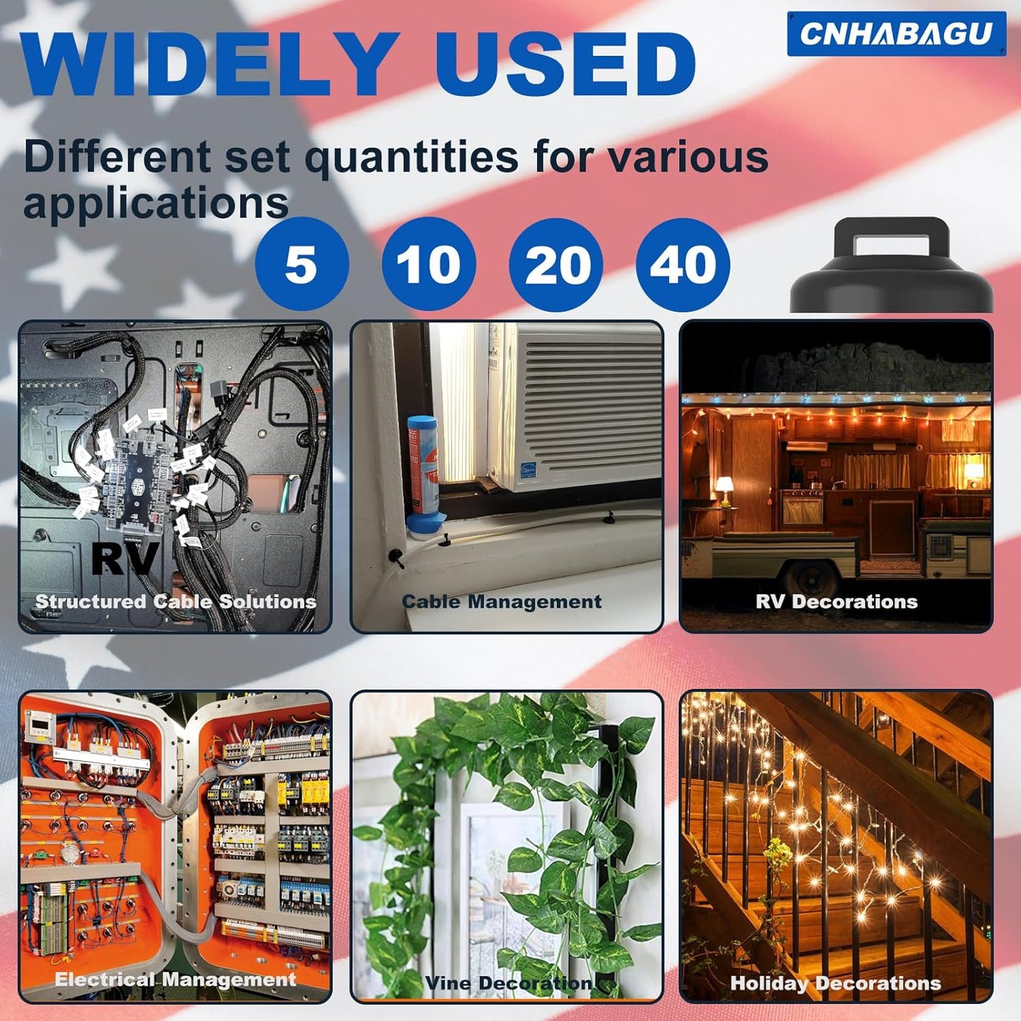 Magnetic Cable Zip Tie Mounts Clips Multipurpose Zip Ties Mount Base Holder Black Wire Cable Holder Mount Wire Clips Management for Home Office Marine Electrical Wiring (White, 10 Piece)