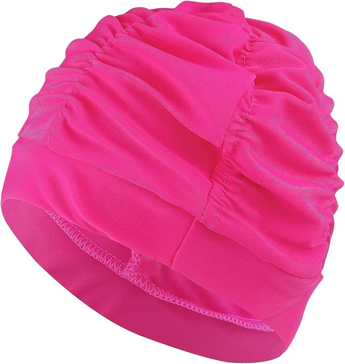 Swim Caps for Women Swimming, Comfort Pleated Swimming Cap for Long Hair by PICKAHAT