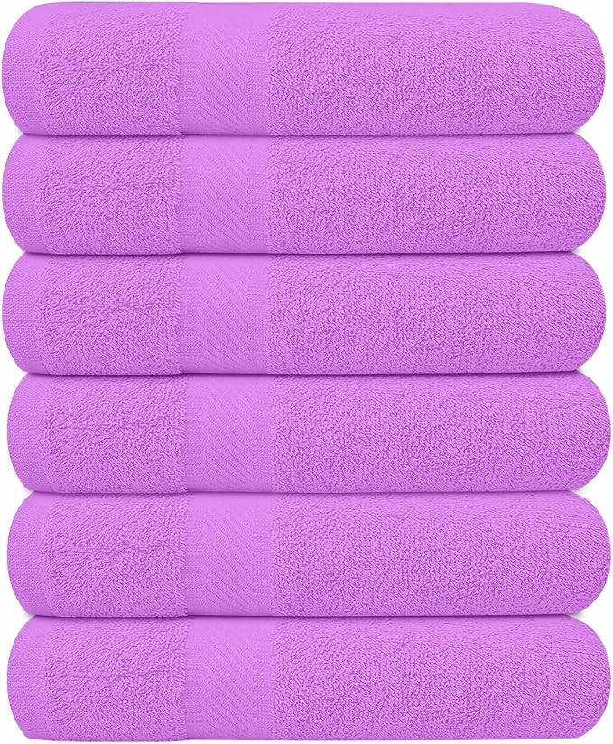 KAHAF COLLECTION 6 Pack Bath Towels Set 100% Ring Spun Cotton, Lightweight by KAHAF+COLLECTION
