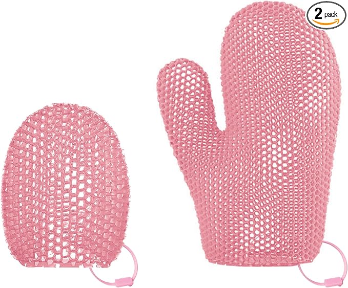 2 Pcs Honeycomb Exfoliating Mitten Set Bath Mitt Honeycomb Face and Body by HomeKitchenEssentials