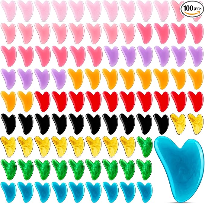 100 Pcs Gua Sha Facial Tools Bulk Resin Gua Sha Massage Tool Heart Shaped by Unknown
