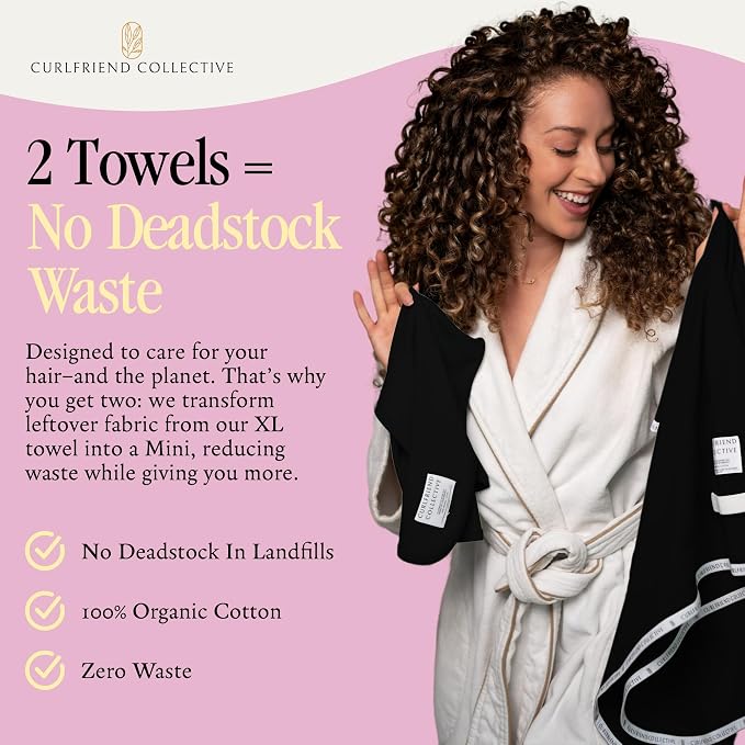 Curlfriend Collective Cotton Cloud T-Shirt Hair Towel Duo – Black to Basics - Image 7