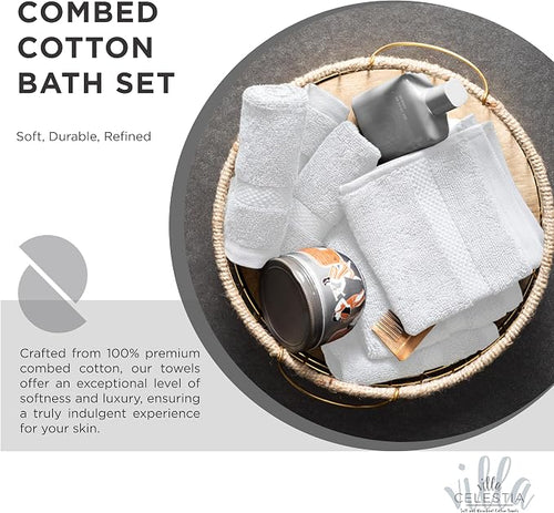 100% Combed Cotton Bathroom Towel Set of 10-2 Bath Towels, 4 Hand Towels - Image 2