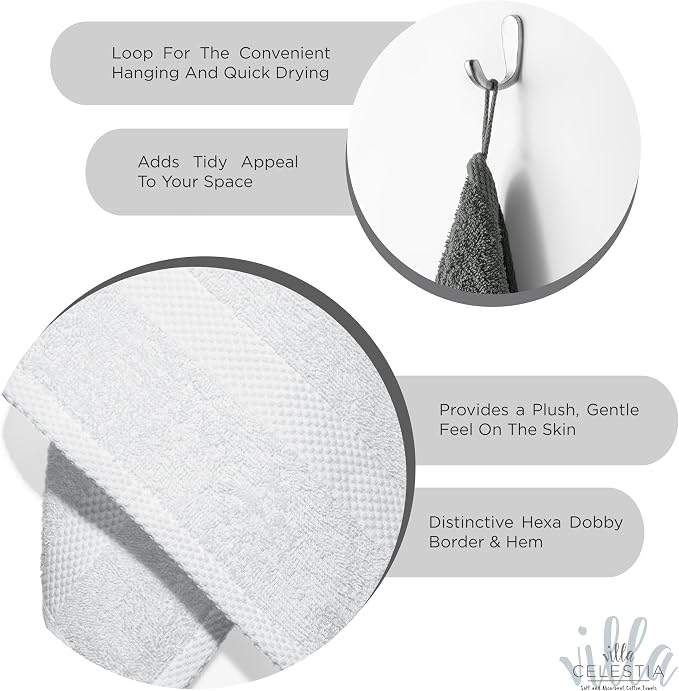 100% Cotton Bath Towel Set of 12-4 Bath Towels, 4 Hand Towels, 4 Wash Cloths - Image 4