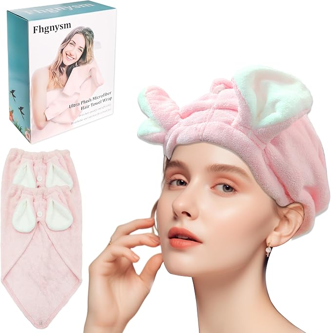 fhgnysm 2 Packs Microfiber Hair Towel, Hair Turbans by fhgnysm