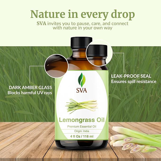 SVA Lemongrass Essential Oil – 4 Fl Oz – 100% Natural Lemongrass Oil - Image 7
