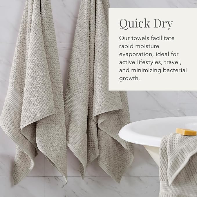 NY Loft 100% Cotton Bath Towel Set of 4 | Grey Towels | Oeko-TEX® Standard 100 - Image 3