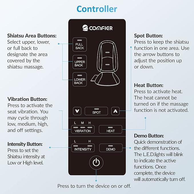 COMFIER Back Massager with Heat, Deep Tissue Kneading Massage Seat Cushion - Image 7