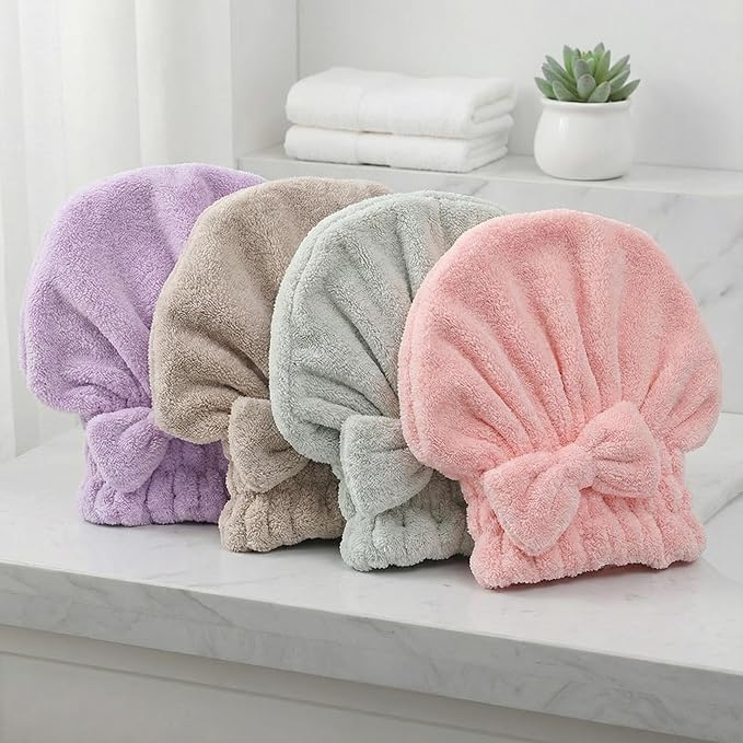 Microfiber Hair Towel Wrap for Women, Quick Drying Anti Frizz Hair Turban - Image 2