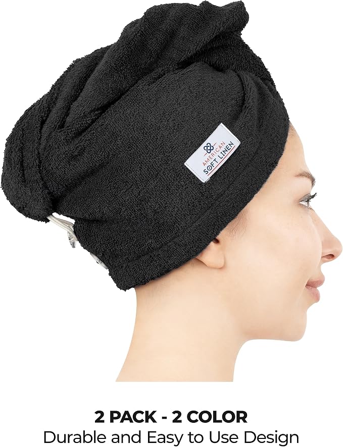 American Soft Linen 100% Cotton Hair Towels - Image 4