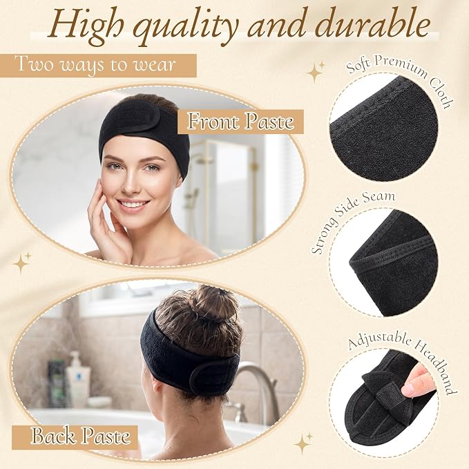 Tigeen 120 Pcs Spa Headband Facial Headbands Bulk Adjustable Hair Wraps - Image 3
