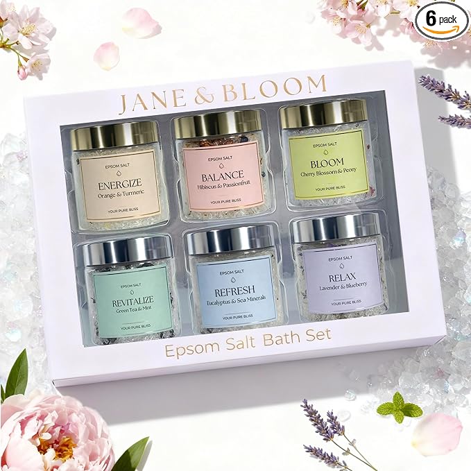 Epsom Salt Bath Gift Set – 6 Aromatherapy Blends by JaneBloom
