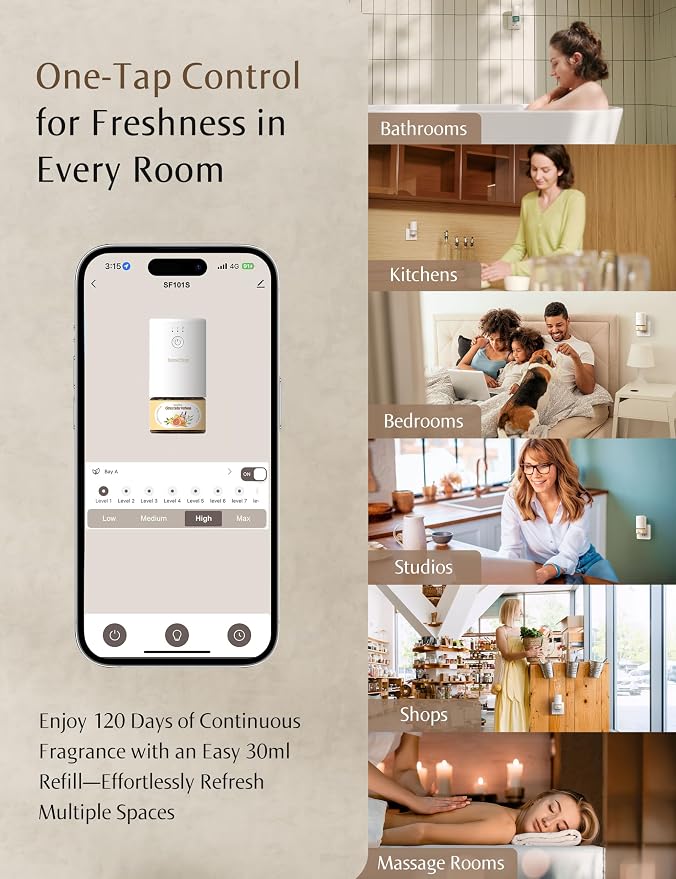 Essential Oil Diffuser for Home, Smart Waterless Aromatherapy Diffuser SF101S - Image 4