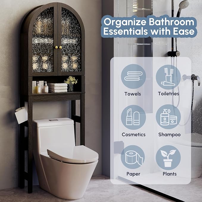 HMstone Over The Toilet Storage Cabinet, Arched Bathroom Organizer and Storage - Image 5