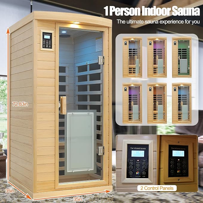 Far Infrared Sauna 1 Person Infrared Home Sauna Room 0-5mG Utra Low EMF Home - Image 6