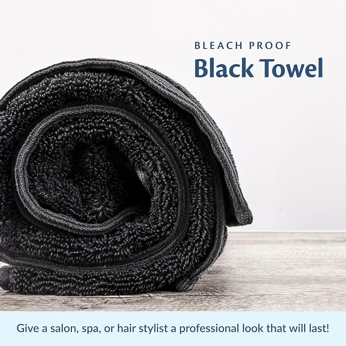 Black Bleach Proof Towels Set, 24 Pack 100% Cotton 16" X 27" Color Safe - Image 2
