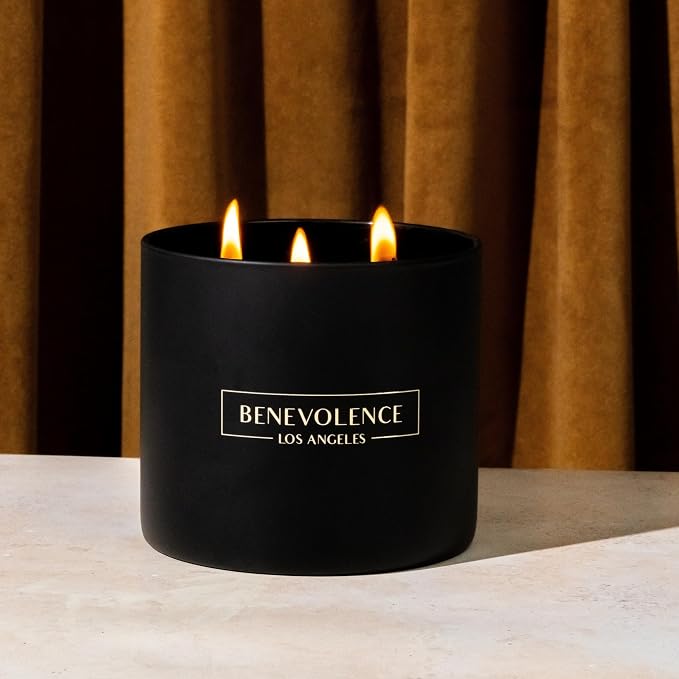Benevolence LA 3 Wick Candle, Charcoal Large Scented Candle | Soy Candles | - Image 7