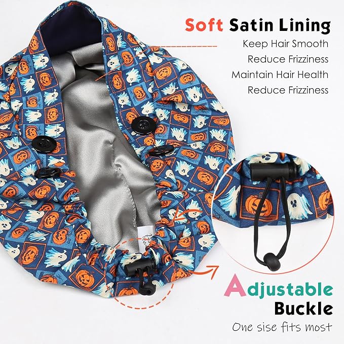 2 Pack Satin Lined Bouffant Scrub Caps - Image 3