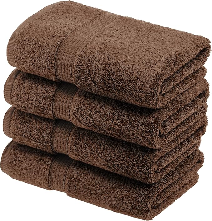 SUPERIOR Egyptian Cotton Pile Hand Towel Set of 4, Ultra Soft Luxury Towels by SUPERIOR
