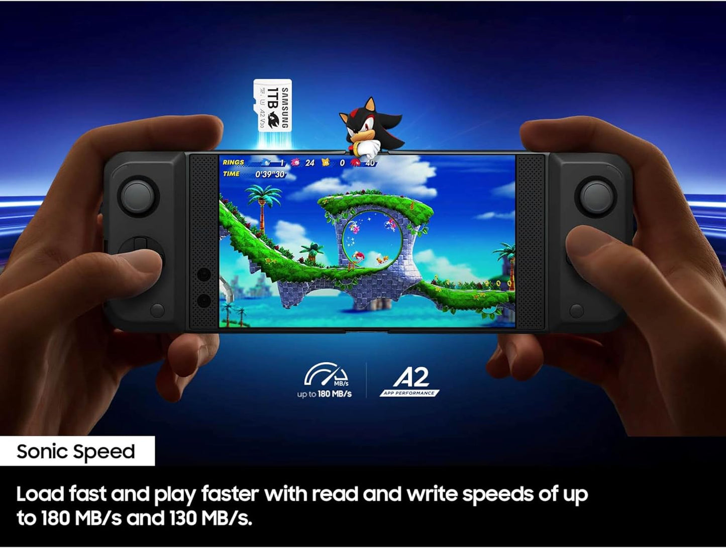 Samsung PRO Plus Sonic The Hedgehog + Adapter, 1TB microSDXC, Up-to 180MB/s, Full HD & 4K UHD, UHS-I, C10, U3, V30, A2, for Nintendo-Switch, Steam Deck, GoPRO, DJI Drone, Tablets (MB-MD1T0SA/LC1)