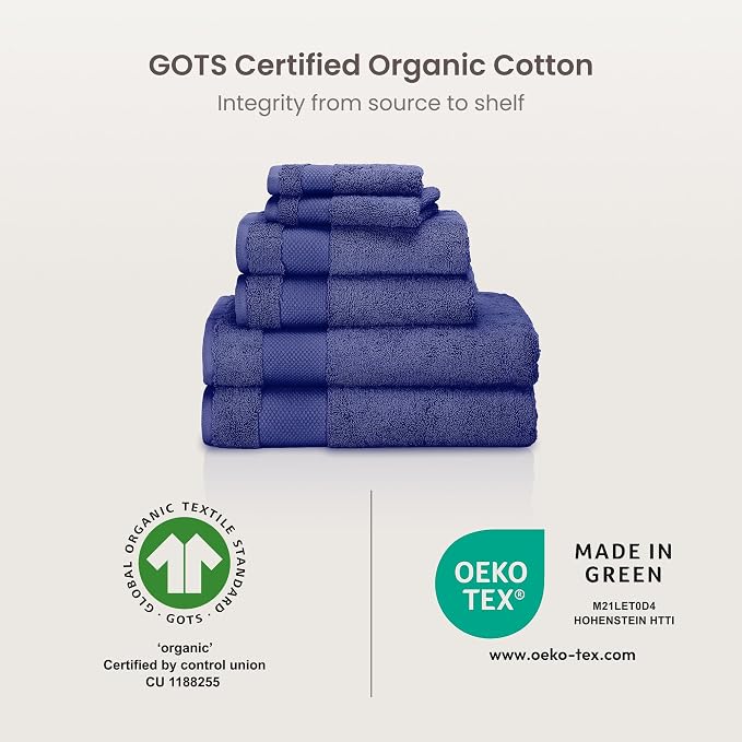 BIOWEAVES 100% Organic Cotton Bath Towel Set | 700 GSM Plush 6-Piece Premium - Image 8