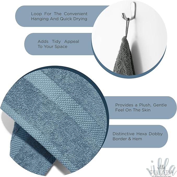100% Cotton Hand Towel Set of 2, Sustainable, Highly Absorbent, Quick Drying - Image 4