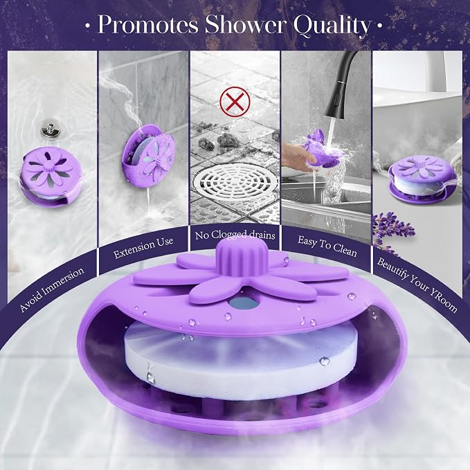 SHARLOVY Purple Shower Steamers Tray, Big Suction Cup Shower Steamer Tablet - Image 4
