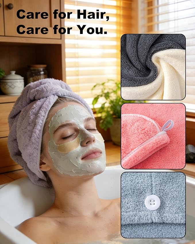 Microfiber Hair Towel Wrap for Women 6 Pack - Image 3