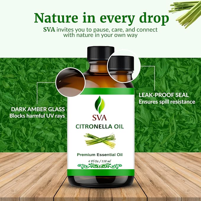 SVA Citronella Essential Oil – 4 Fl Oz – 100% Natural Citronella Oil - Image 7