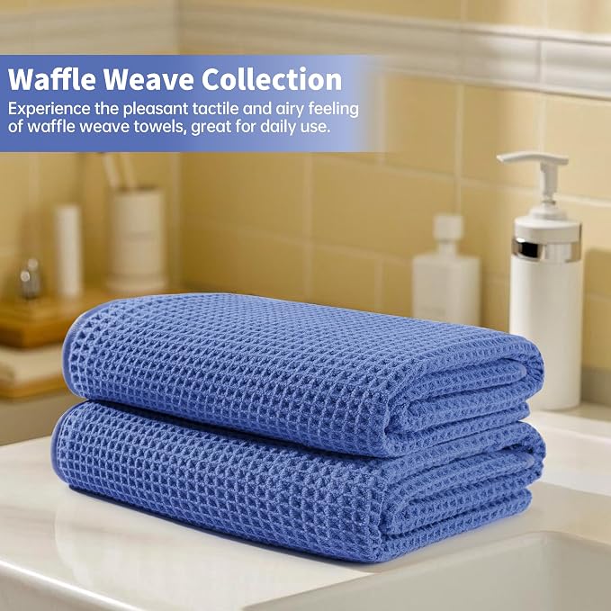 Microfiber Waffle Bath Towels, 4 Pieces, Fast Drying, Lint Free 430 GSM - Image 6