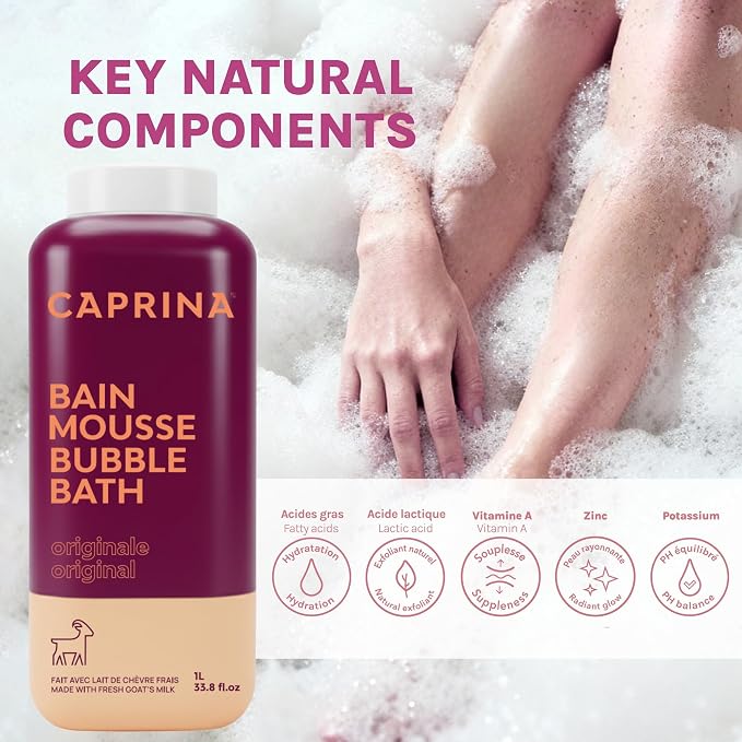Caprina Fresh Goat’s Milk Bubble Bath, Hydrating Relaxing Foam Bath, - Image 3