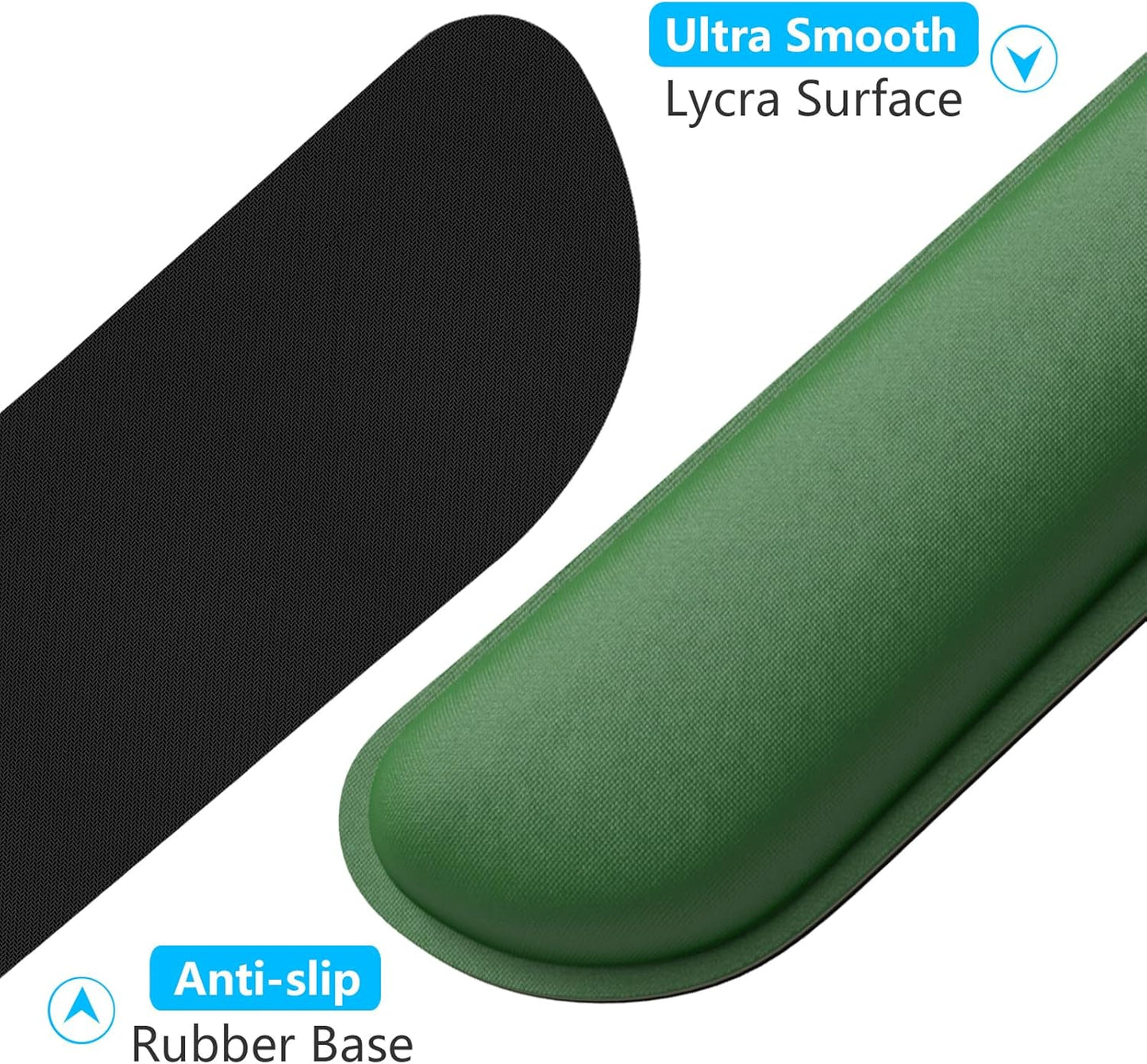 Dapesuom Enlarge Keyboard Wrist Rest, Memory Foam Wrist Cushion for Desk Mats Support, Cute Typing Pain Relief Keyboard Mouse Pad Rests Set with Non-Slip Base for Gaming Laptop Office, Forest Green