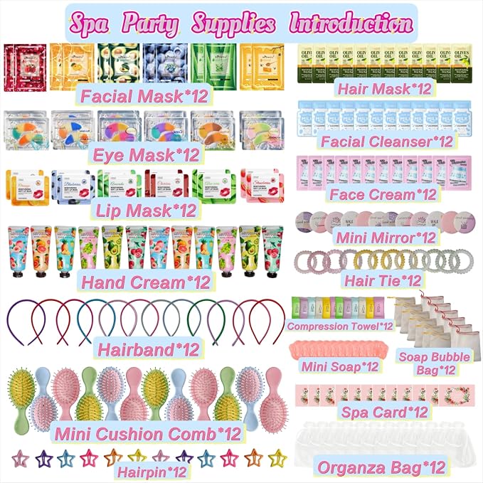 204PCS Spa Party Supplies for Women, Spa Party Favors Include Facial Masks - Image 2