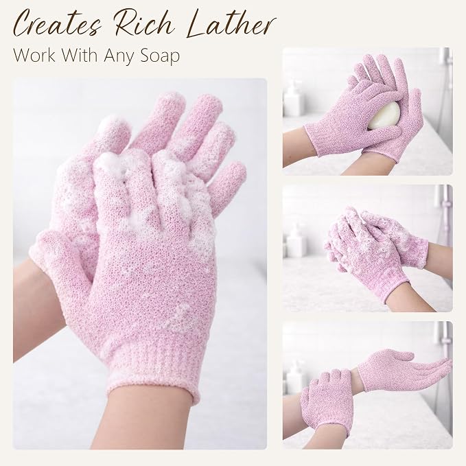 4 Pairs Exfoliating Gloves for Shower, Shower Gloves, Body Scrubber, Korean - Image 5