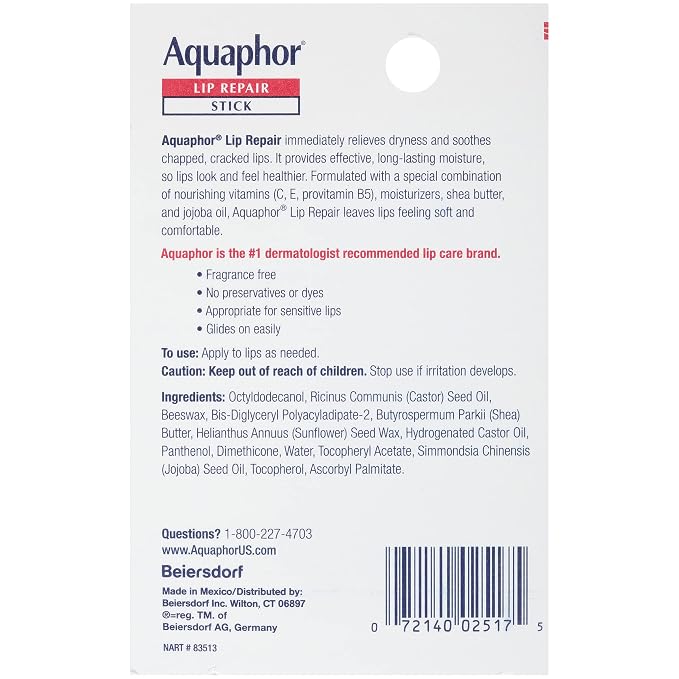Aquaphor Lip Repair Stick with Jojoba Oil and Shea Butter, Moisturizing Lip - Image 10
