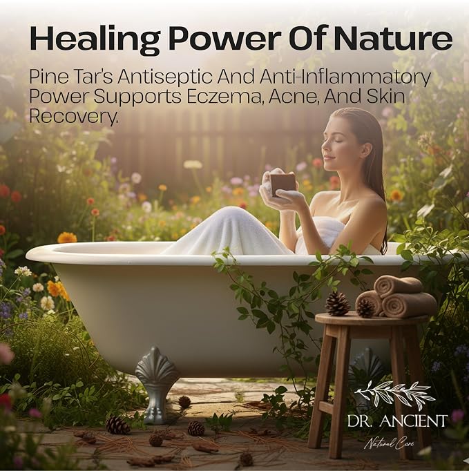 Dr.Ancient Pine Tar Black Soap Bar, Organic Soap Bars Handcrafted the - Image 3