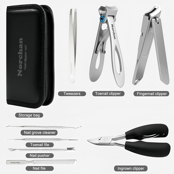 Nail Clippers Kit, 8-Piece Stainless Steel Toenail & Fingernail Clipper - Image 4