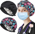2 Pack Satin Lined Bouffant Scrub Caps by Yuest