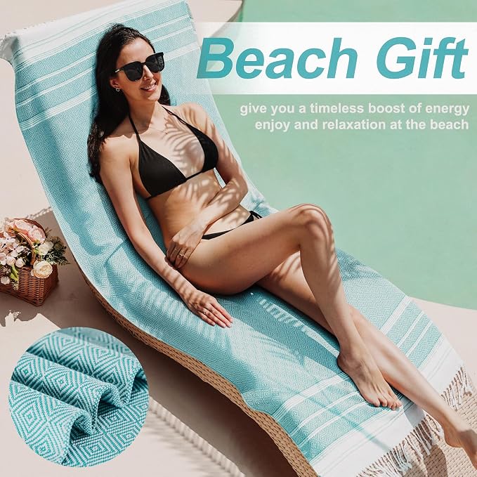 6 Packs Oversized Cotton Turkish Beach Towels Set Bulk 74"x38" Extra Large Sand - Image 2