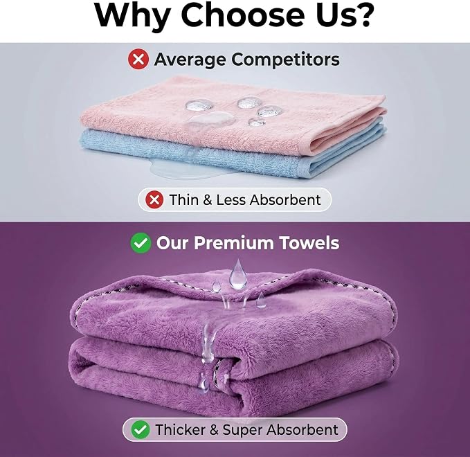 Microfiber Hair Towel 4 Pack, Hair Towel Wrap Quick Dry Hair Hat Anti-frizz - Image 6