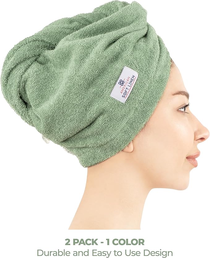 American Soft Linen 100% Cotton Hair Towels - Image 2