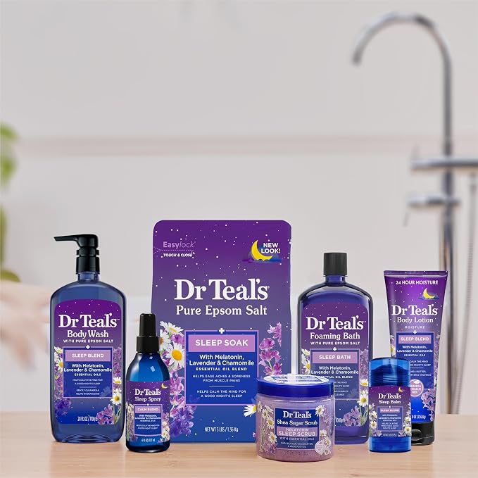 Dr Teal's Foaming Bath with Pure Epsom Salt, Sleep Blend with Melatonin - Image 8