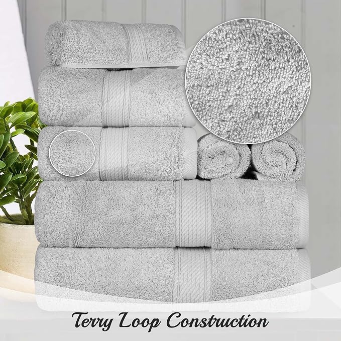 SUPERIOR Egyptian Cotton Pile Face Towel/Washcloth Set of 6, Ultra Soft Luxury - Image 3