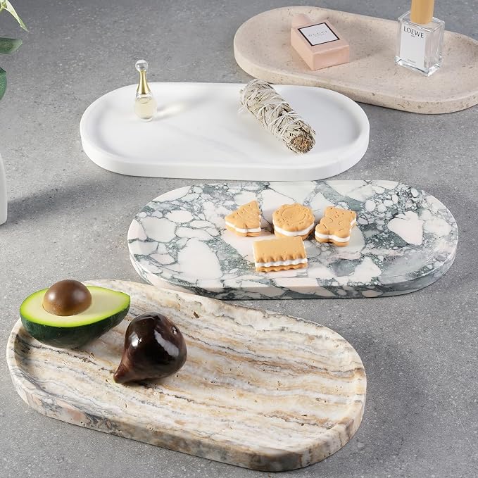 Koville Marble Vanity Tray for Decor, Natural Bathroom Tray for Bathroom - Image 7