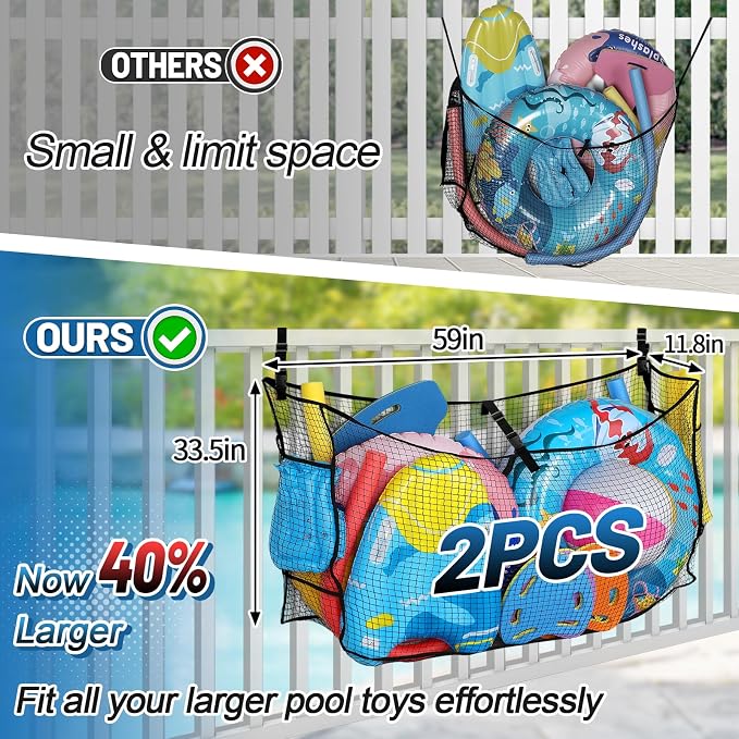 2Pcs Large Pool Float Toy Storage Net - Image 2