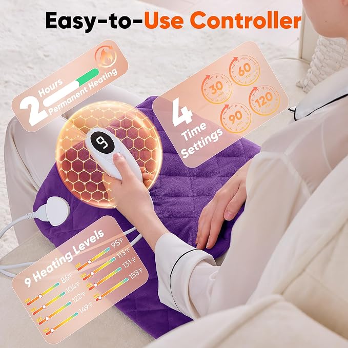 Purple Weighted Heating Pad for Neck Shoulders and Back, Mothers Day Gifts for - Image 7