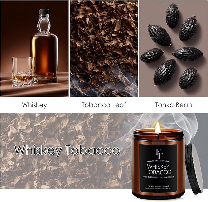 Whiskey Tobacco Scented Candle for Home Soy Wax Candle, Aromatherapy Candle Gift - Image 3