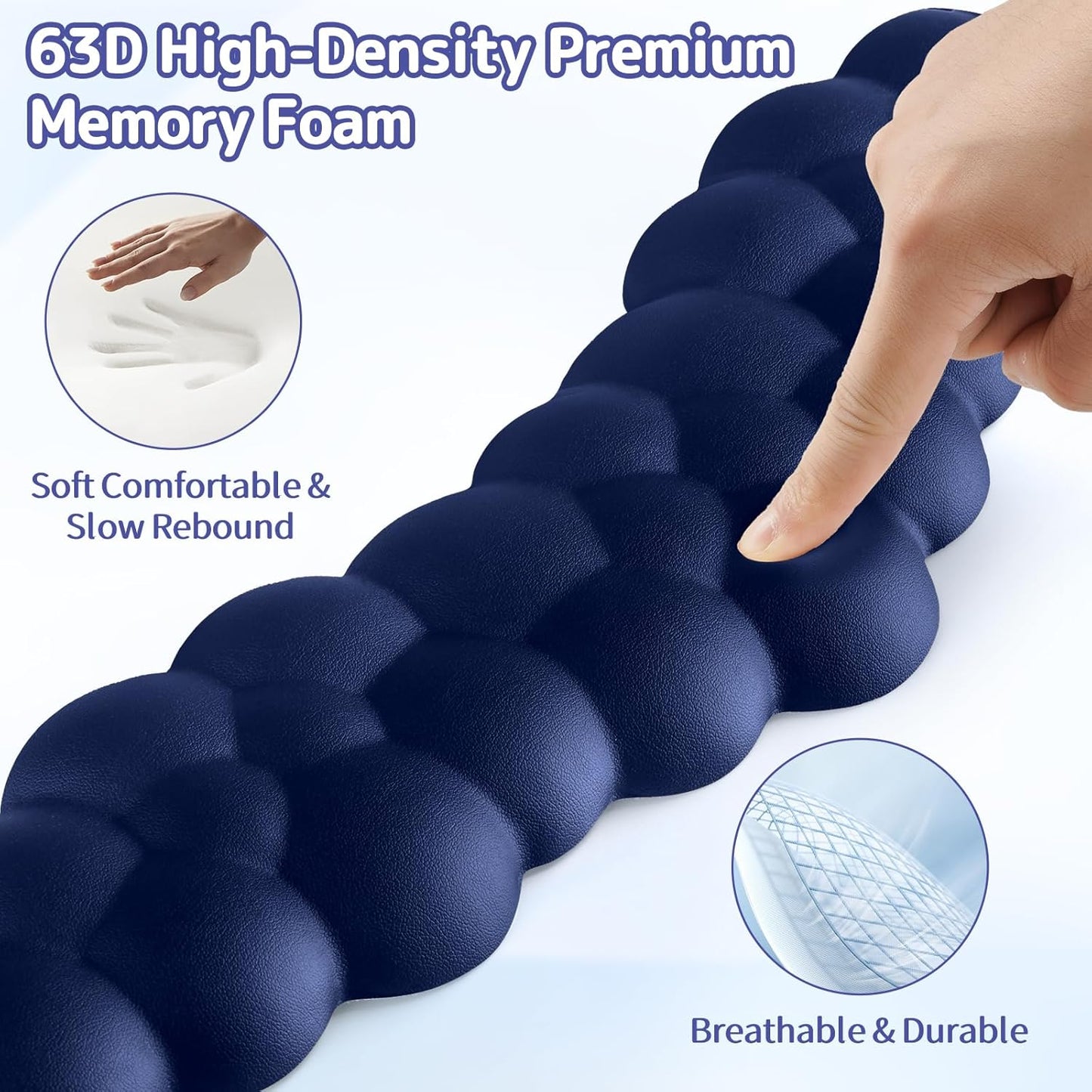 Cloud Wrist Rest for Keyboard and Mouse, Memory Foam PU Leather Keyboard Wrist Rest with Ergonomic Support, Non-Slip Base, Cute Arm Rest Pad & Palm Cushion, Office Desk Accessory, Dark Blue