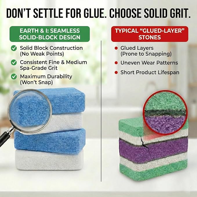 Earth & I Pumice Stone for Feet – 2-Pack Callus Remover | Coarse + Fine - Image 3